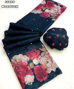 สารีแบบนิ่มพิมพ์ลายดิจิทัลลายดอกไม้โคตาชิกใหม่พร้อมกระจกฟอยล์ที่สวยงามทั้งขอบและขอบตัด - Product Image 2