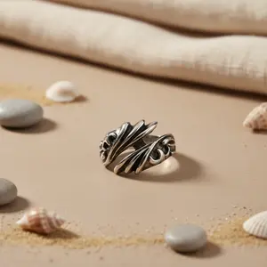 Bague de mode abstraite pour femmes, argent 925 plaqué or rose, incrustée d'acier inoxydable, tendance, forme 18K, bijoux statement pour garçons - Product Image 1