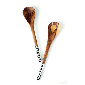 Cuchara de madera de Acacia y mango de resina para servir alimentos, accesorios de cocina, cuchara para servir y espátula, 2022 - Product Image 5