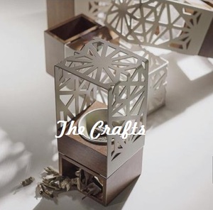 เตาน้ำมัน bakhoor ทรงสี่เหลี่ยมวัสดุโลหะและไม้สำหรับการตกแต่งบ้านธูปทางศาสนาของอินเดีย - Product Image 3