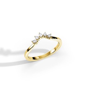 แหวนทอง14K 18K รูปตัว V มีเพชรรูปทรงแฟนซีสี VVS ชัดเจน - Product Image 5