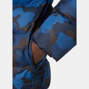 Veste matelassée d'hiver à bulles bleues avec fermeture à glissière à col à capuche Service OEM Veste de rue à porte pour hommes - Product Image 3