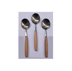 ขายส่งช้อนส้อมสแตนเลสช้อนสลัดและส้อมด้ามไม้สําหรับเครื่องครัวและร้านอาหาร - Product Image 3
