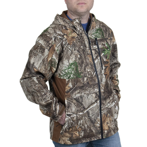 Veste de chasse thermique isolée à col montant pour homme en gros avec logo frontal et bordure côtelée - Product Image 1