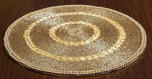 Handcrafted round <b>Beaded</b> Cotton <b>Placemats</b> for Dining Table Wedding Christmas Decorations & Family Gatherings Parties - Product Image 2