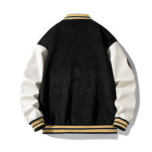 Veste de corps en laine Letterman personnalisée pour hommes avec manches en cuir véritable col montant broderie et logo hiver 100% coton matériel - Product Image 2