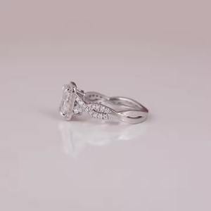 Anillo de compromiso de ajuste de racimo de diamantes creado en laboratorio de corte radiante 10/14/18 KT anillo de diamante de conflicto chapado en oro sólido India - Product Image 3