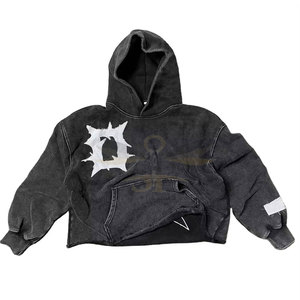 Sudaderas con capucha bordadas angustiadas de gran tamaño de diseño único más vendido en sudaderas con capucha bordadas de proveedor al por mayor - Product Image 1