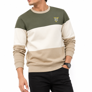 Sudadera de Cuello Redondo con Bloques de Color para Hombre, Logotipo Bordado, Corte Regular, Informal, para Otoño - Product Image 6