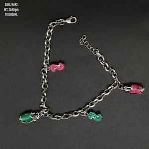 Handmade <b>925</b> <b>sterling</b> <b>silver</b> <b>Bracelet</b> with enamel charms wholesale jewelry For Export stylish <b>bracelets</b> - Product Image 2