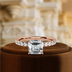 Bague de fiançailles en diamant de culture, bague en diamant taille Asscher 1 CT, bague certifiée IGI, bague de mariage en or blanc 14 carats - Product Image 5