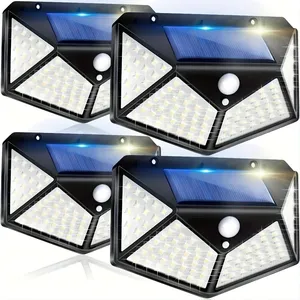 Paquete de 4 Lámparas Solares de Pared con 100 LED, Súper Ahorro de Energía, Sensor de Movimiento, Iluminación de 270°, 6W de Potencia, Material de PC para Seguridad en Exteriores - Product Image 2