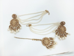 Bán Buôn Kundan Vòng Cổ <span class=keywords><strong>Set</strong></span> Màu Trắng Đính Cườm Đồ Trang Sức Cưới Mạ Vàng Ấn Độ Bridal Hợp Thời Trang Bộ Cho Engagement - Product Image 4