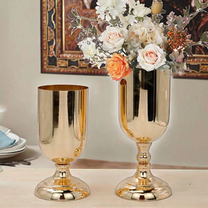 Florero de Metal Decorativo para Mesa, Centro de Mesa con Base de Pedestal con Acabado Pulido para Decoración de Interiores de Hogar, Hotel, Bodas y Eventos - Product Image 5