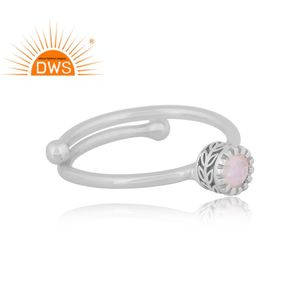 Anillo apilable de piedra lunar arcoíris Natural de plata esterlina fina de Venta caliente, fabricante de joyas - Product Image 3