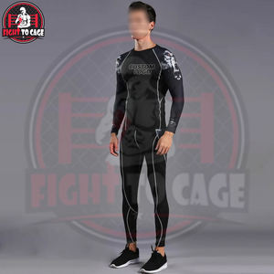 FIGHT CAGE GEARS Camiseta de Manga Larga y Leggings, Ropa Deportiva de Secado Rápido para Fitness, Conjunto de 2 Piezas de Spandex/Nylon Estampado para Hombre - Product Image 4