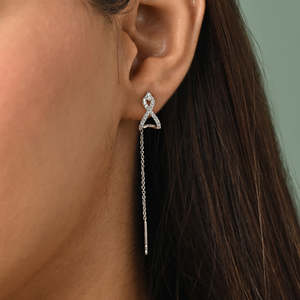 NOVAMART Fine Premium 925 Sterling Silver White Sui Dhaga <b>Threader</b> Drop <b>Earrings</b> with AAA Grade Pearl and Prong Setting Geometri - Product Image 4