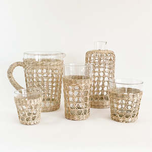 Decorative Drinkware Tumbler Mug <b>Cup</b> and Pitch <b>Cover</b> Accessories Hand Weaving glassware Tumblers Wholesale From Vietnam - Product Image 2