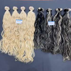 Máquina de extensión de cabello ondulado de color rubio y piano, extensión de cabello vietnamita de trama, súper doble dtawn - Product Image 6