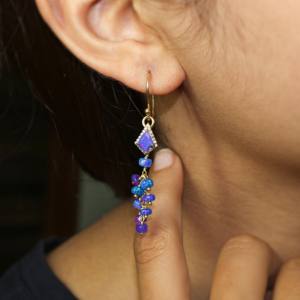 Pendientes de gota de racimo con cuentas de ópalo de lavanda Natural de Plata de Ley 925, joyería de boda hecha a mano, regalo para mujer - Product Image 2