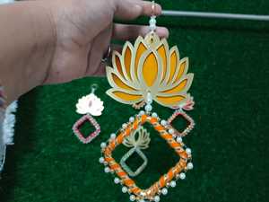 Trendy Handmade MDF Pearl Lotus <b>Wall</b> Hanging 6 Inch Traditional Design for Home Wedding Christmas Meditation Room Pooja Decor - Product Image 3