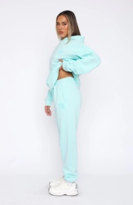 Ensemble de survêtement long en deux pièces pour femmes, uni, brodé, pour l'hiver - Product Image 5