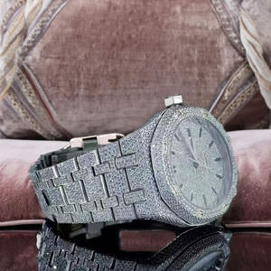 Montre-bracelet automatique mécanique en acier inoxydable avec verre glacé, sertie de diamants Moissanite VVS de haute qualité, style Hip Hop, pour homme, cadeau d'anniversaire - Product Image 2