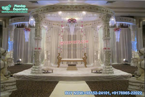Mandap de Boda Hindú Inspirador, Diseño de Madera, Estilo Maharani, para Bodas en Sídney, Mandap de FRP con Aspecto de Madera, Mandap con Corona para Bodas Gujarati Indias, EE. UU. - Product Image 6