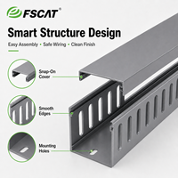 FSCAT FS-SWD4040 40x40mm Couvercle de conduit électrique à fente ouverte UL94 V-0 Sans halogène Résistant à la chaleur Gris/Blanc/Noir/Bleu Auto-adhésif