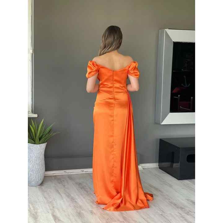 Boat Neck Low Sleeve Front Draped Slit Side Cape Mermaid Evening Dress En4858 4858