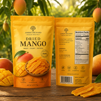Sachets personnalisés imprimés à fond plat, qualité alimentaire, avec fermeture éclair, pour mangues séchées, emballage plastique personnalisé pour snacks et aliments