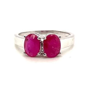 Argent sterling rubis rose naturel pour femme. Bague 925 bijoux de mariage personnalisables avec pierres précieuses colorées pour les occasions de fête - Product Image 1