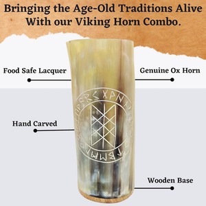 100% écologique Viking véritable corne de boeuf en verre verre à boire en laiton travaillant avec dessus cadeau pour votre bien-aimé pour la maison hôtel - Product Image 2