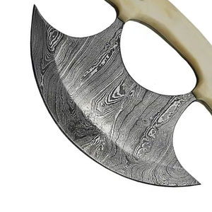 Cuchillo Ulu de Acero de Damasco Hecho a Mano con Hoja Ancha - Duradero, Apto para Lavavajillas, Ecológico para Cocinar y Picar a Diario, de Pakistán - Product Image 4
