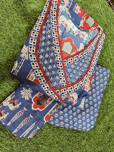 Heavy Designer Party Wear Algodón puro Hermoso Ajrakh Print Work Anarkali Kurta con manga larga y emparejado con pantalón Dupatta - Product Image 6