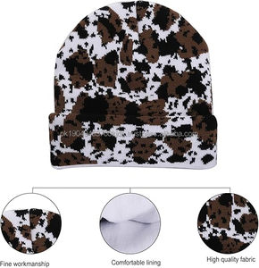 Y2K Letter Printed Knitted <b>Beanie</b> Winter <b>Skull</b> Cap Dot Bow Camouflage Patterns for Men Women's Headwear for Beach Business - Product Image 3