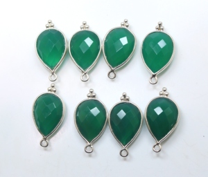 925 Sterling Silver Green Onyx Facettes Poire Forme Pendentif Lunette Réglage 10X14MM pour Mariages Anniversaires Fêtes Fiançailles - Product Image 4