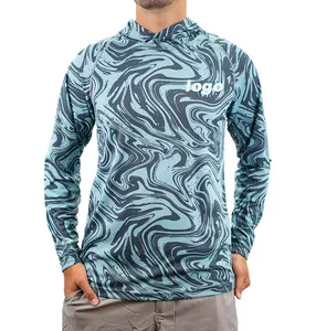 Großhandel Custom Camo Fishing Hoodie Sublimierte Langarm Upf50 Quick Dry Hooded Fishing Shirts Haut ausschlags chutz für Männer