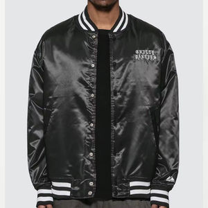 Blouson aviateur universitaire d'hiver en satin de haute qualité Letterman personnalisé pour hommes, col montant XS, taille 100%, service OEM à l'avant, décontracté - Product Image 2