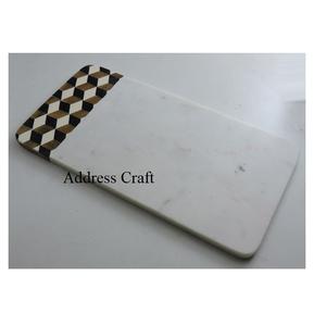 Plateau de service ovale en marbre blanc et gris de style luxueux pour la cuisine, vente chaude de planches à découper en marbre pour Noël - Product Image 2