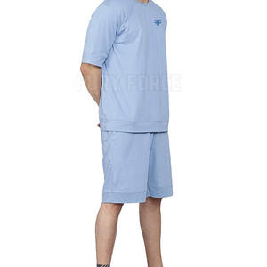 100% algodón hombres Slim Fit camiseta y conjunto corto Camiseta de manga corta y pantalones cortos conjunto para venta en línea - Product Image 3