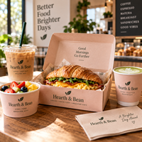 AT PACK Custom Sandwich Box Made of 300g Kraft Paper Board, Premium Food Packaging with Logo for Cafe Takeaway Supplies