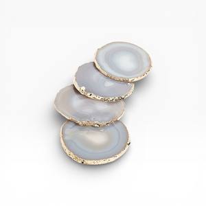 Square Multicolor Agate Stone <b>Coasters</b> with <b>Gold</b> Border Polished Crystal Tiles for Luxury Dining and Coffee Tables - Product Image 6