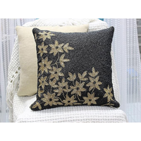 Housse de coussin 2025, design européen moderne, marron doré uni, broderie perlée lourde, ignifuge, pour canapé