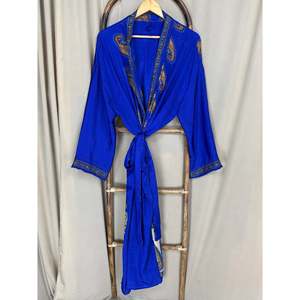Recycled Silk Sari Women's Boho Chic Vintage <b>Beach</b> Cover Dress Robe for Resort Wear Gypsy House <b>Kimono</b> for Lounge Swimsuit Up's - Product Image 5