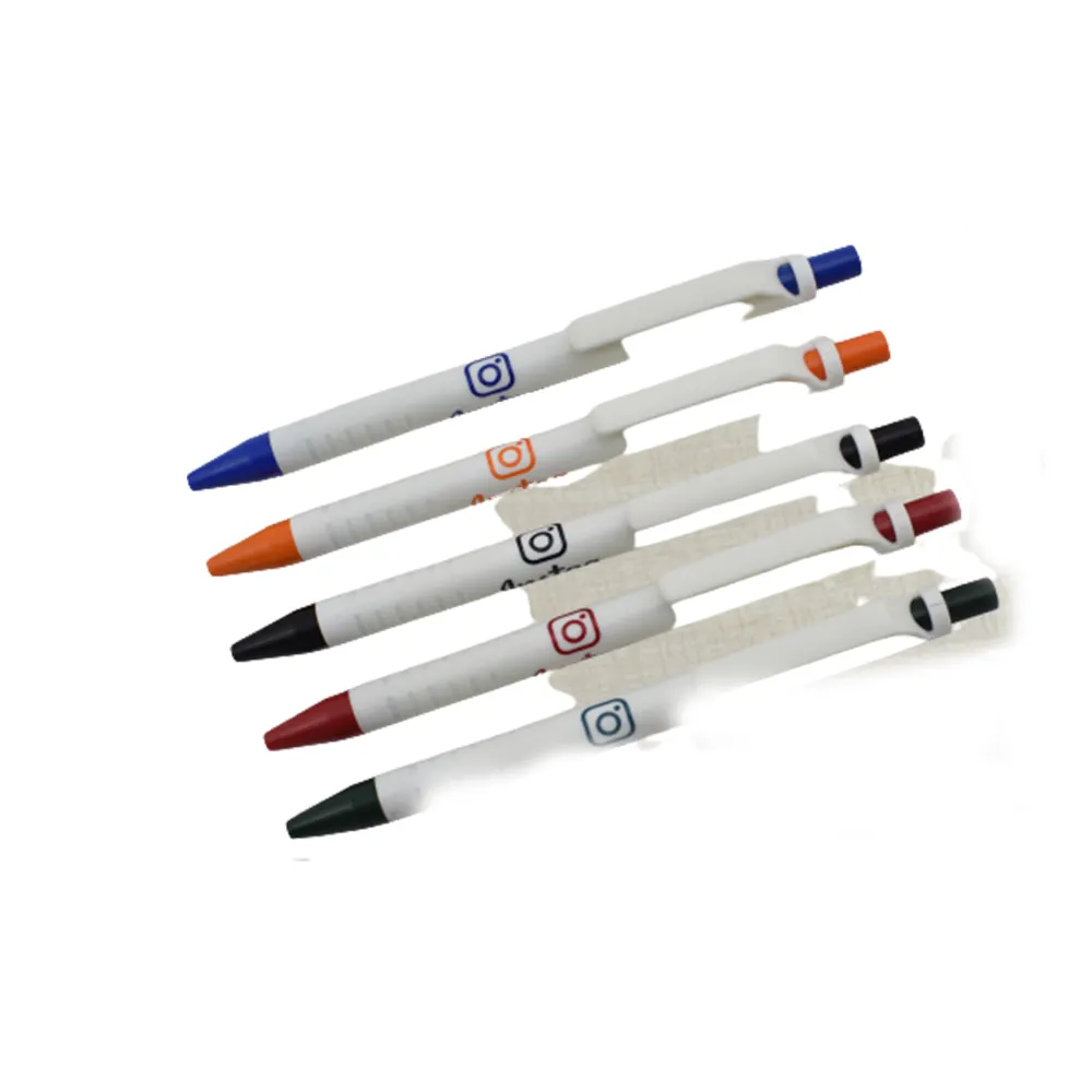 Premium plastik tükenmez kalem en iyi özelleştirilmiş tasarım Logo lazer gravür özel Logo kalemler ofis çalışanı kolej öğretmenler