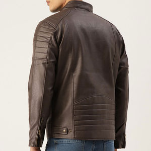Factory made <b>mens</b> vintage <b>brown</b> <b>leather</b> <b>jacket</b> wholesale pure cowhide durable outerwear logo embossing and multiple color choice - Product Image 3