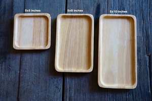 Vajilla decorativa rectangular de madera maciza Real Natural para servir fruta, plato de postre, bandeja para servir café, bandeja para servir café - Product Image 4