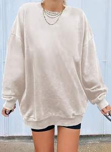 OEM Custom Basic Oversized <b>Crewneck</b> Long Tunic Sweatshirts Pullover Tops for Women Casual Vintage Style for Autumn Winter Spring - Product Image 6