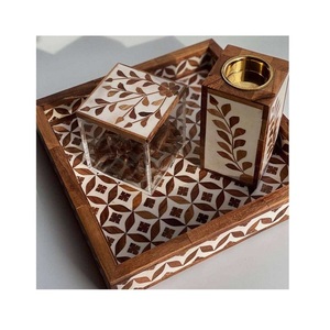 Advantageous Design <b>Bakhoor</b> Burner Mabkhara With Tray And Acrylic Box Handmade Wooden And Mop Work <b>Oud</b> Burner Mabkhars - Product Image 6